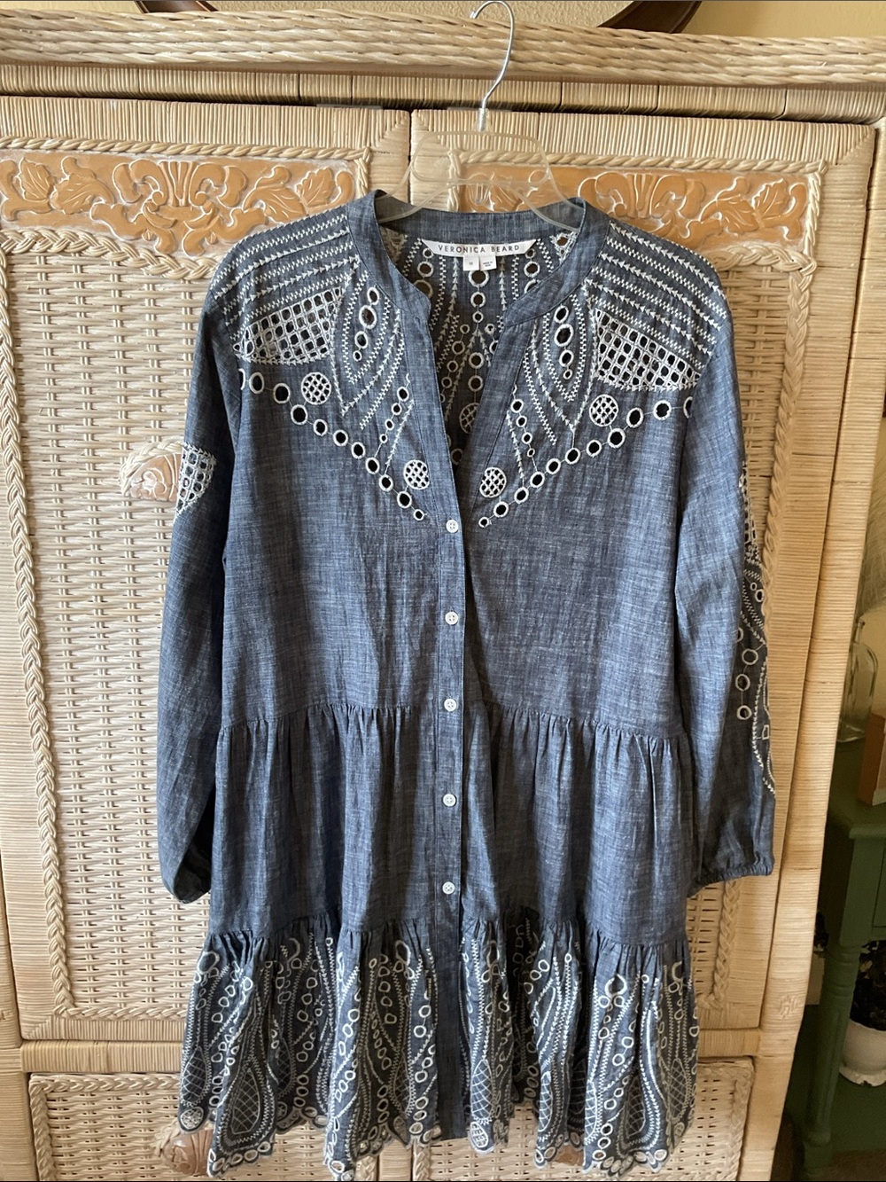 Ariana Cotton Chambray Tiered Minidress EUC by Veronica Beard - Picture 6 of 15